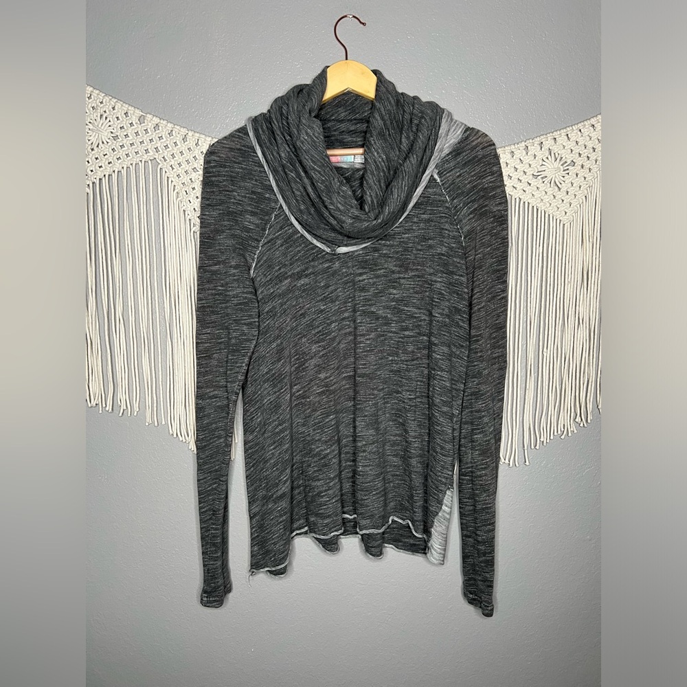 Free People Beach Cocoon Cowl Pullover Dyed Black OS